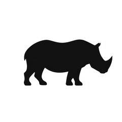 Fototapeta premium Rhinoceros silhouette in a bold black cutout style, perfect for wildlife-themed illustrations on white background
