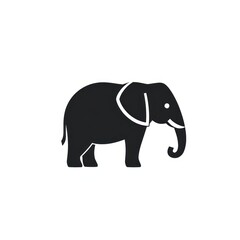 Obraz premium Minimalist black and white silhouette of an elephant walking, on a white background