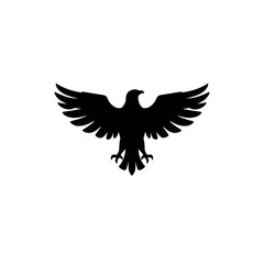 Naklejka premium Black Illustration of an Eagle with Outstretched Wings on a White Background
