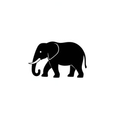 Fototapeta premium Black Elephant Drawing with a Raised Trunk and a Friendly Expression on a White Background