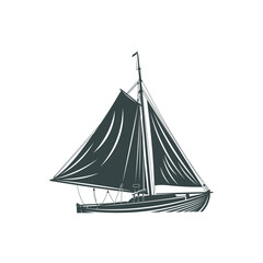 Sailing boat design vector illustration. Sailing boat Silhouette. Boat design template.