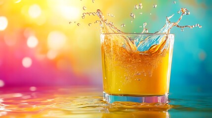 A magical fountain flowing with juice isolated on a colorful background