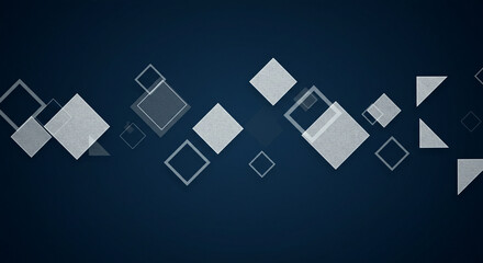 Obraz premium modern abstract blue background design with layers of textured white transparent material in triangle diamond and squares shapes and copy space for text