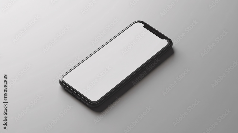 Aufkleber modern smartphone showing blank screen lying on gray table