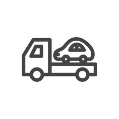 線画乗り物関連の単品アイコン　牽引車