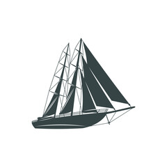 Sailing boat design vector illustration. Sailing boat Silhouette. Boat design template.