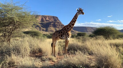 Fototapeta premium Majestic Giraffe in African Savanna