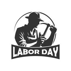 Simple logo. Hand with hammer construction workers symbol for labor day. Clean, bold, black vector artwork. Construction worker logo vector art. Worker construction for labor day.