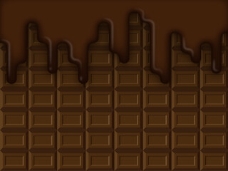 板チョコと溶けたチョコレート背景