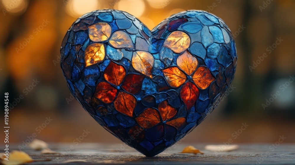 Canvas Prints Autumnal mosaic heart art.