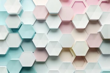 Fototapeta premium Abstract hexagonal pattern in soft pastel colors, creating a modern and stylish design aesthetic.
