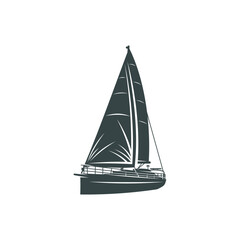 Sailing boat design vector illustration. Sailing boat Silhouette. Boat design template.
