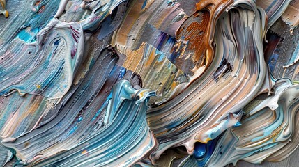 Abstract painting with swirling colors and textured brushstrokes.