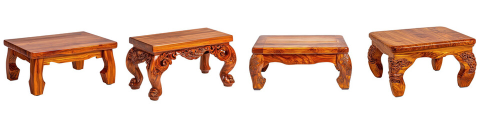 Elegant Wooden Tables with Intricate Designs and Various Styles