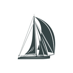 Sailing boat design vector illustration. Sailing boat Silhouette. Boat design template.