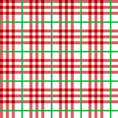 Red and Green Tartan on white background in Christmas style.