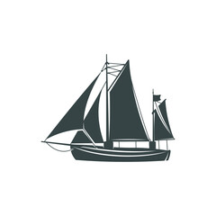 Sailing boat design vector illustration. Sailing boat Silhouette. Boat design template.