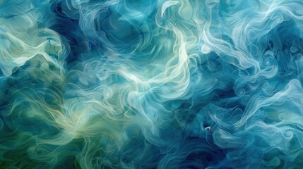 Obraz premium Abstract swirling patterns in shades of blue and green, evoking a sense of fluidity and movement.