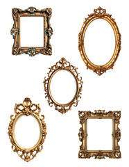 Antique Gold Frame Vector Clipart Illustration