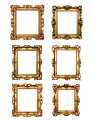 Antique Gold Frame Vector Clipart Illustration
