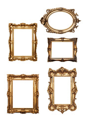 Antique Gold Frame Vector Clipart Illustration
