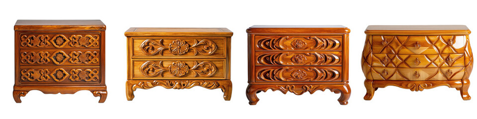 Elegant Wooden Dressers with Intricate Carvings and Designs