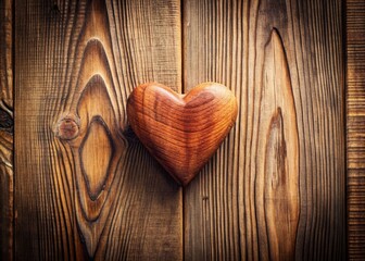 Minimalist Valentine's Day Heart on Rustic Wood Background