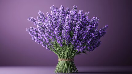 Naklejka premium Lavender bouquet displayed against purple background