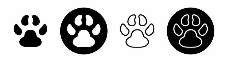 Dog and cat paws vector set. Paw print set icon.
