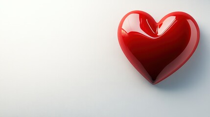 Obraz premium Shiny Red Heart on a Minimalist Background Representing Love, Affection, and Passion for Arts, Activities, and Romantic Moments