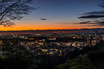 金沢市卯辰山から見る夕焼け