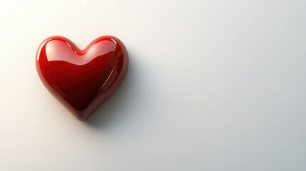 Obraz premium Shiny Red Heart Symbolizing Love and Affection on a Smooth White Background for Romantic and Emotional Themes