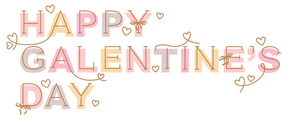 Happy Galentine`s day greeting banner. Holiday banner in line art style.