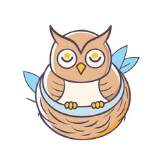 owl in nest vector icon,owl in nest vector illustration - simple illustration of owl in nest ,perfect for logos and iconsowl in nest 