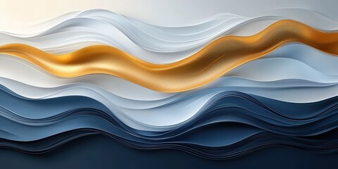 Fototapeta premium Elegant Abstract Waves of Gold and Blue