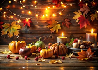 Moody Autumn Thanksgiving Background with Text Space - Low Light Fall Photography