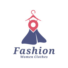 Women Clothes with point logo design vector illustration. Women Fashion logo concept template
