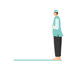 Man perform salah or islamic prayer