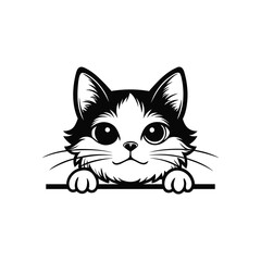 Fototapeta premium Cute Cat Peeking Face Illustration Vector Design 
