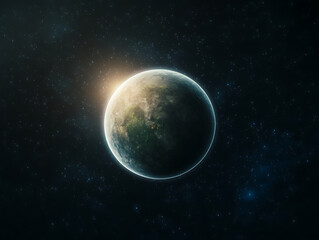 Fototapeta premium lush exoplanet with alien life seen through lens