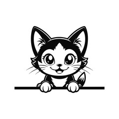 Obraz premium Adorable Cat Face Peeking Clipart Vector Art 