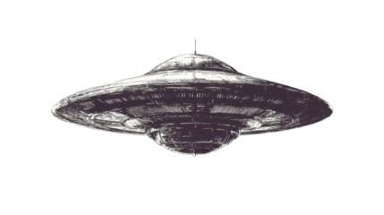 Vintage flying saucer transparent background