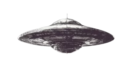 Fototapeten Vintage flying saucer transparent background © Michael