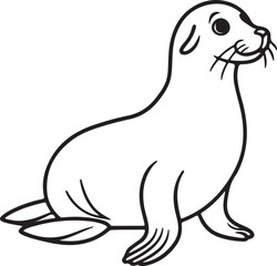Fototapeta premium coloring page seal silhouette vector illustration, solid white background