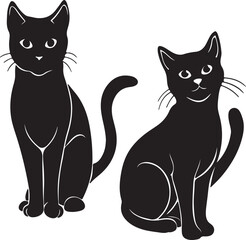 Fototapeta premium coloring page cat silhouette vector illustration