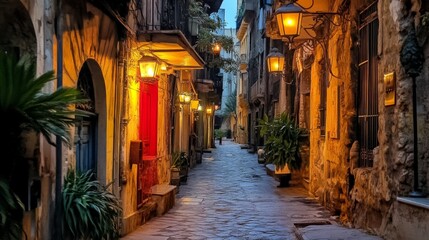 Enchanted Evening Alleyway - A Timeless Urban Escape