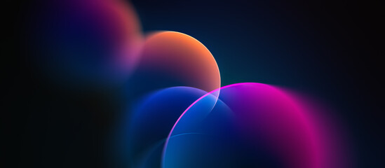 Colorful Abstract Bubbles Floating in a Dark Space