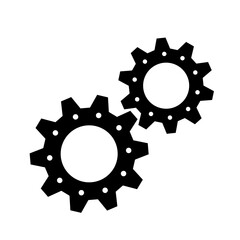 Gear wheel abstract vector set. Collection of different black cogwheels isolated on transparent background. Doodle style gear mechanism. New business idea, teamwork, progress, technology concept.