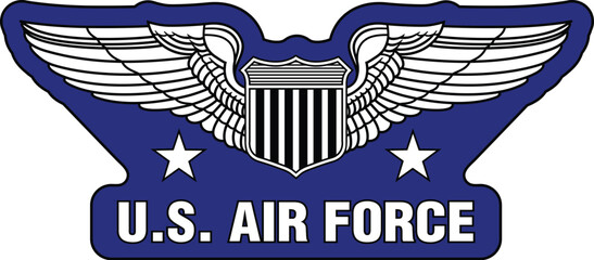U.S. Air Force Pilot Wings- Vector Pilot Badge Insignia Design is an illustration that includes the basic USAF Pilot Wings in a design that can be used for products or promotion.