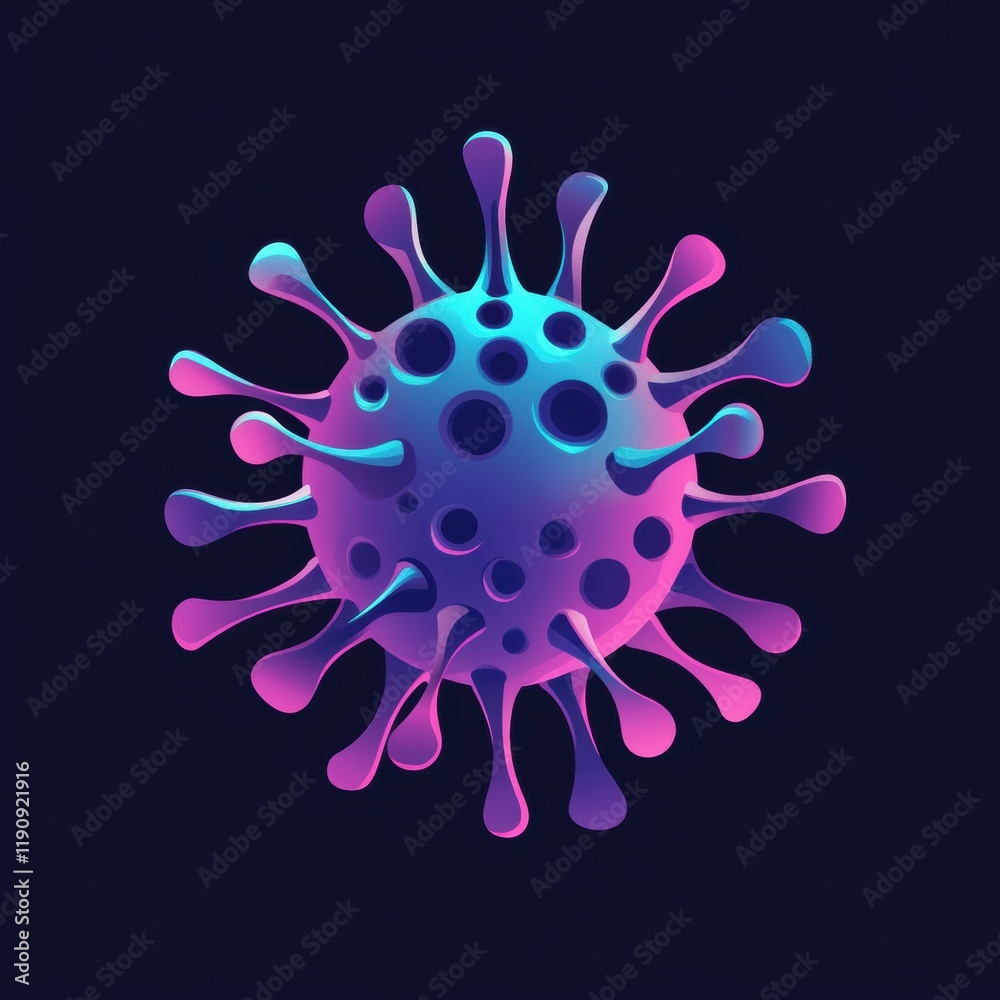 Aufkleber Clean and simple virus illustration highlighting structure and features in vibrant colors. Generative AI